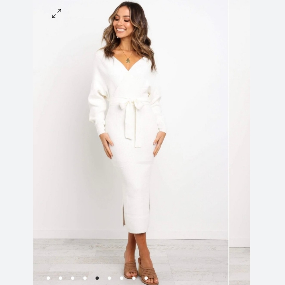 Petal Pup The BAMBINA KNIT DRESS Ivory